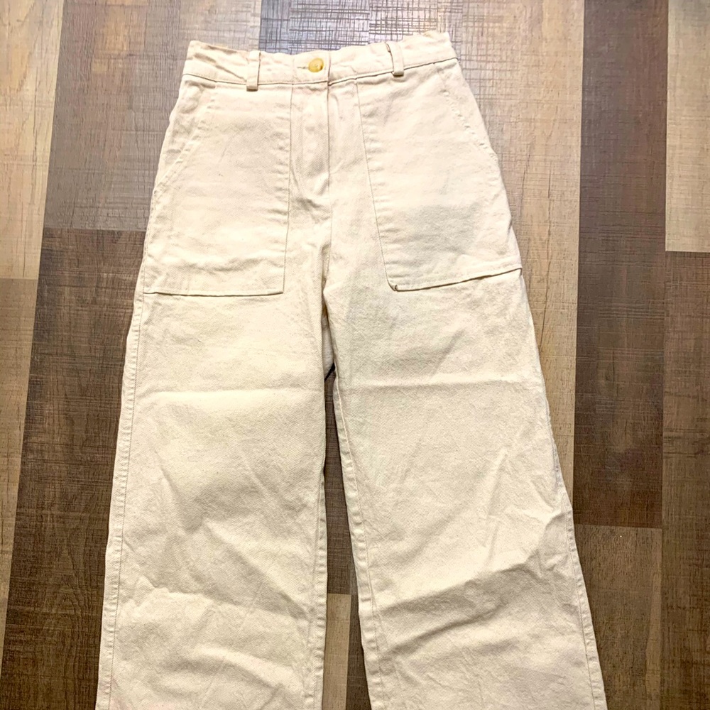 Oak + Fort high-waisted wide cotton pants
